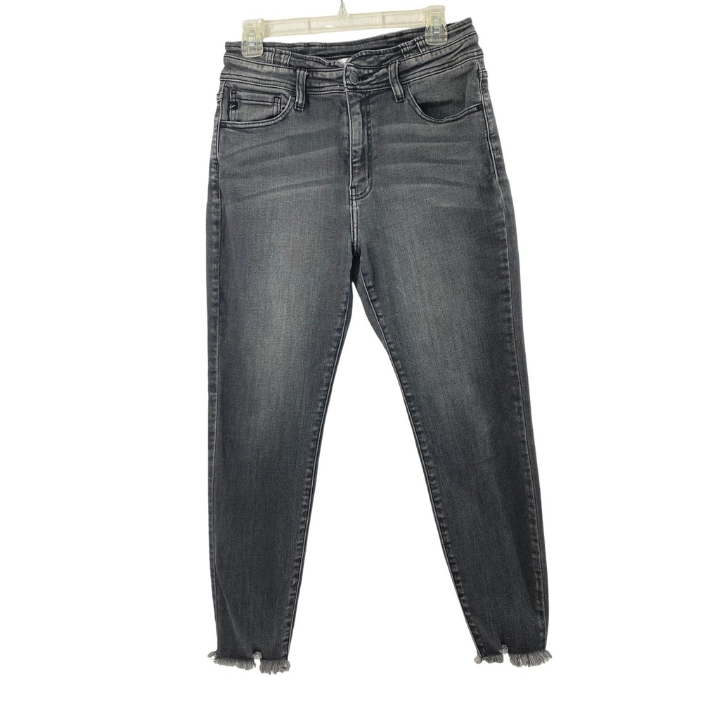 KanCan Jeans Women 29 Skinny High Rise Frayed Hem Faded Black Distressed Grunge
